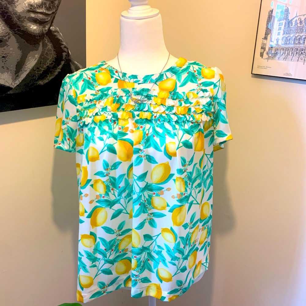 Elle brand sheer lemon print top